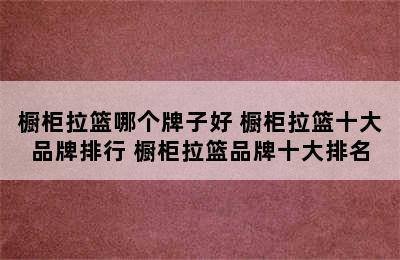 橱柜拉篮哪个牌子好 橱柜拉篮十大品牌排行 橱柜拉篮品牌十大排名